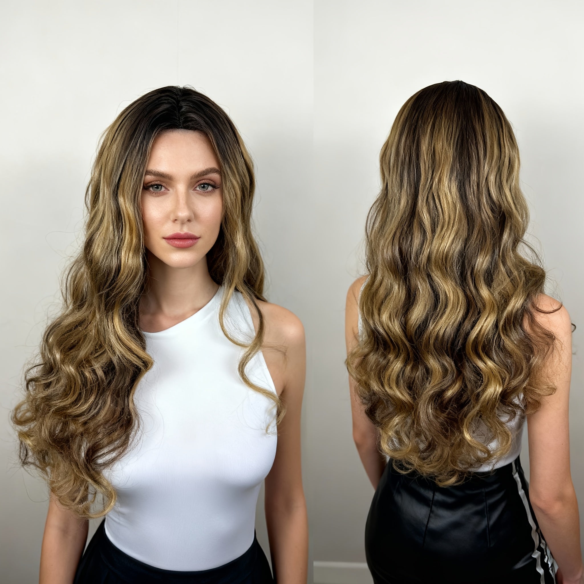 Brown Wig for Women, Large Wavy Hairstyle, Curly Wig, Rose Net, -Resistant Wig, Synthetic Hairpiece, Trendy European And American Style, 26-Inch -Resistant Medium-Length Wig, Fashionable Wig Cap, Glue-Free, Women'S Wig, Carnival, Y2K, K-Pop, Bonnet