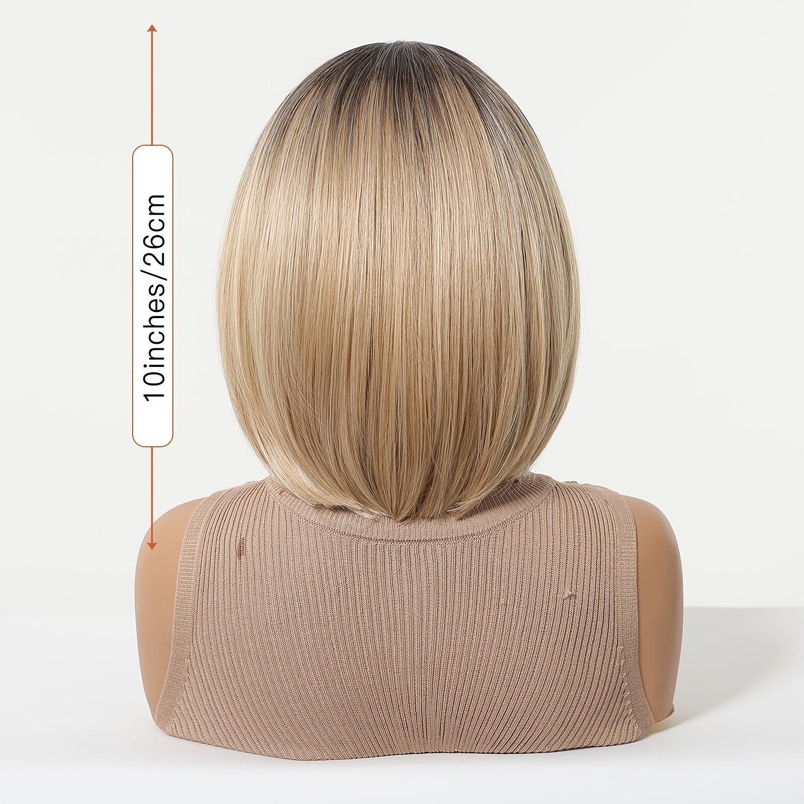 13X4 HD Lace Front Wig, 10-Inch Smooth Ash Blonde Gradient Straight Bob Wig, Density, Comfortable And -Resistant, Breathable, Suitable for Daily Commuting, Office Work, And Casual Outings