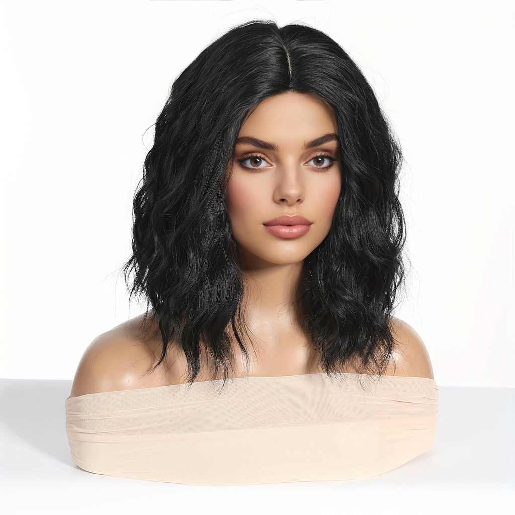 Women's Short Black Curly Wig with Volume - -Resistant Synthetic Hair Suitable for Parties, Cosplay & Daily Wear - Short Cut, Look, -Stylable Fiber (No Lace Front)