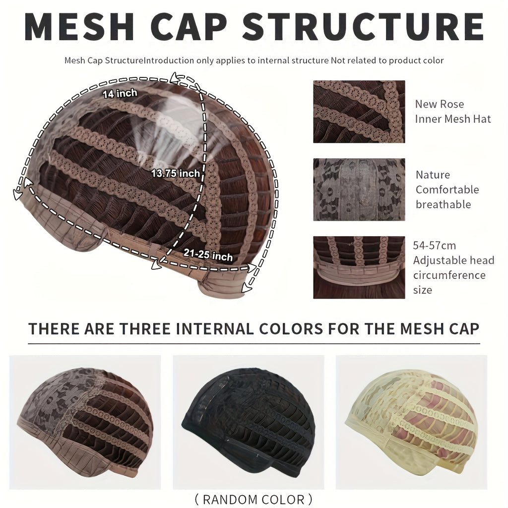 Women'S Brown Eight-Character Bangs Large Wave Curly Wig | Breathable, Adjustable Buckle, Suitable for Daily Wear, Dates, Commuting, Christmas and Holiday Dressing, Made of High Temperature Fiber