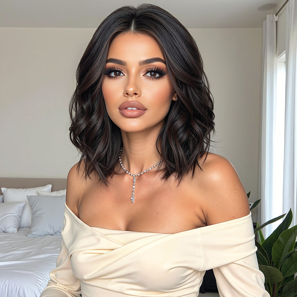 Women's Short Black Curly Wig with Volume - -Resistant Synthetic Hair Suitable for Parties, Cosplay & Daily Wear - Short Cut, Look, -Stylable Fiber (No Lace Front)