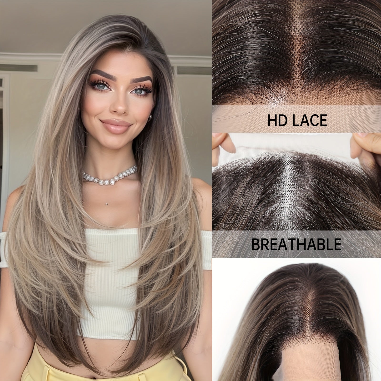 26-Inch Straight Synthetic Wig\u002F13X6 HD Transparent Lace\u002FGlueless Design\u002FPre-Plucked\u002FDaily Wear\u002FParties\u002FComfortable Fit\u002FStylish\u002FVersatile for Women