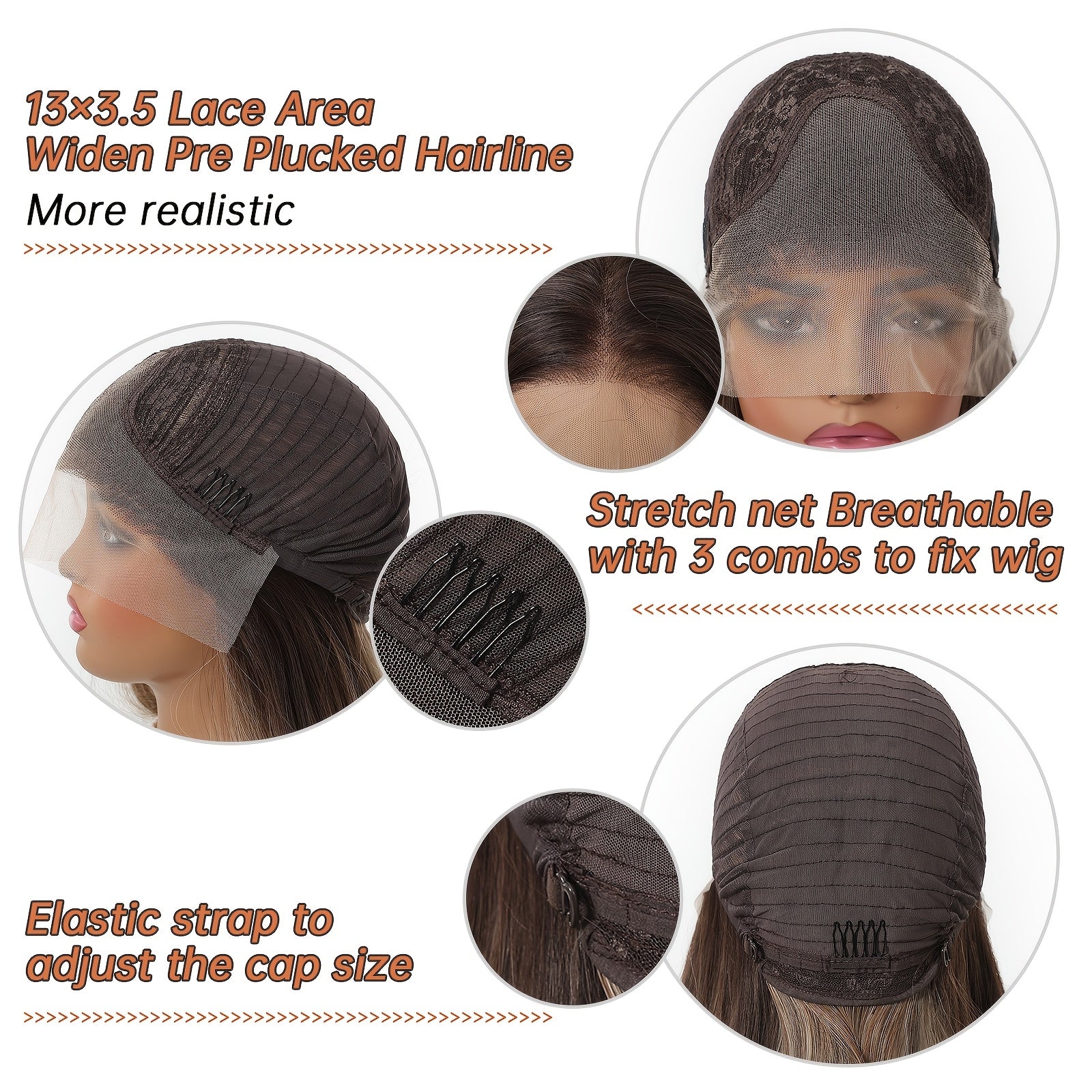 13x4 HD Lace Front Wig 30-inch Y Chestnut Brown Highlights Straight Hair Wig Density Heat Resistant Comfortable & Breathable Versatile Style for Daily Commutes\u002F Casual Outings\u002F Fashion Events