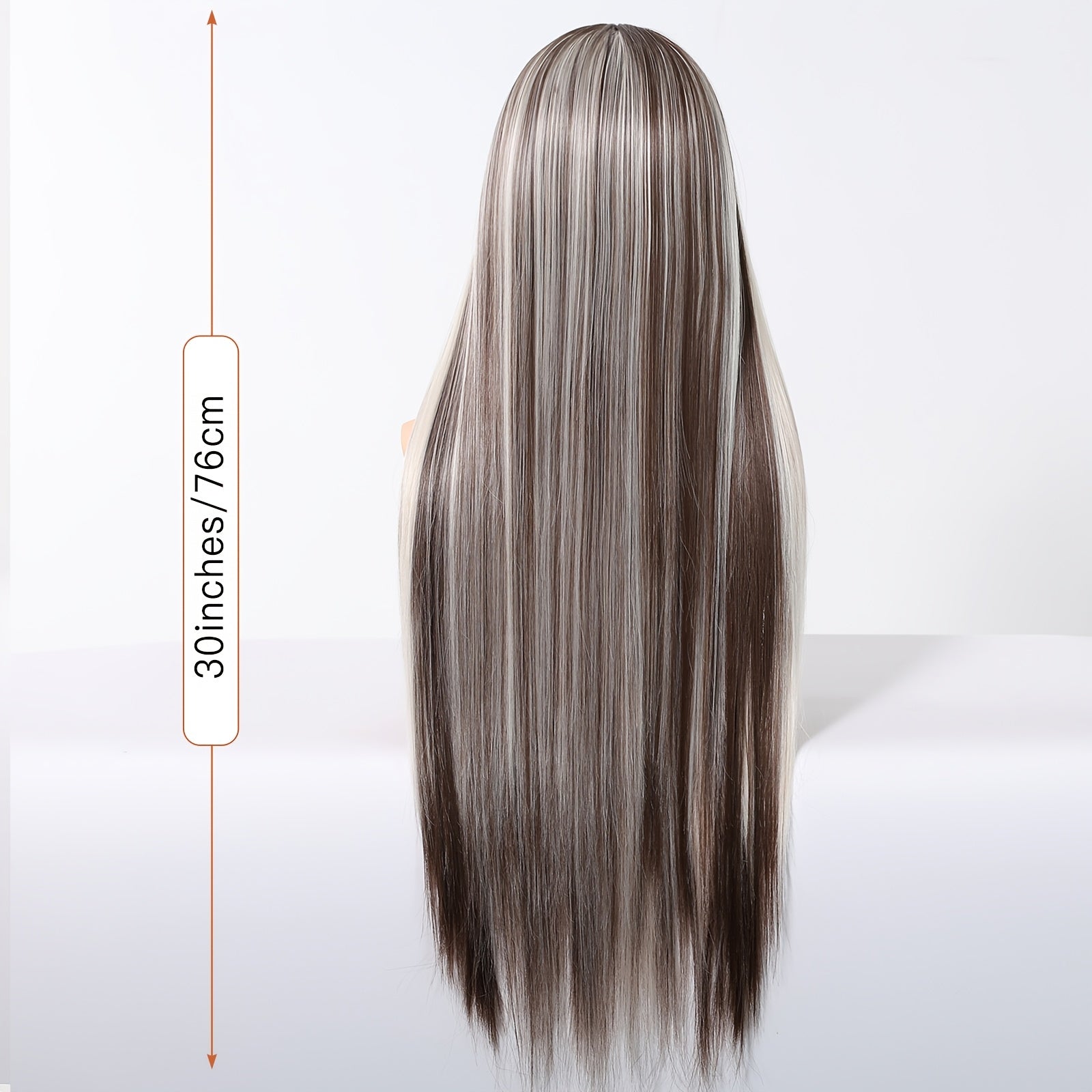 13x4 HD Lace Front Wig 30-Inch Y Silvery-Gray Highlighted Super Long Straight Hair Wig Density Heat-Resistant Comfortable & Versatile Daily Commute\u002F Fashion Events\u002F Cosplay Style