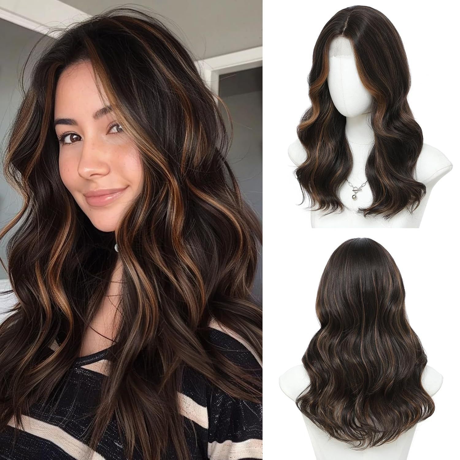 European and American Style Women'S Wig | Small Lace Detail, Center Part, Short Curly Hair with Large Waves, Synthetic Fiber, Suitable for Everyday Wear and Formal Occasions