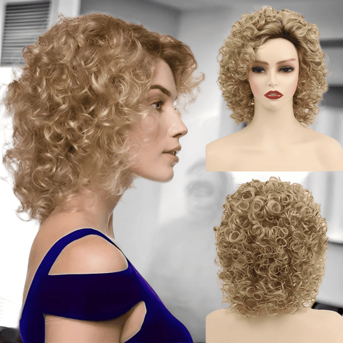 14-Inch Women'S Wig, Stylish Short Hair with Small Curls Made of Synthetic Fibers, Breathable Rose Netting, Ideal for Everyday Use, Parties, Travel, Birthday Presents, Look for Women, High Density And Premium Quality Wig