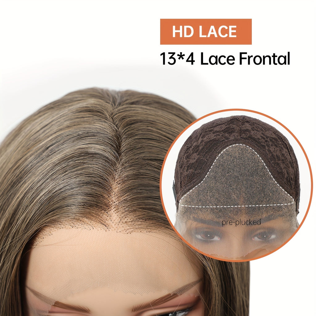 13x4 HD Transparent Front Lace Wig Glueless - 22Inch Straight Maroon Synthetic Hair with Natural Look & Comfort Fit | High-Temp Fiber for Daily Wear, Parties,, Music Events | Suitable for Skin Tones (No Glue Required)