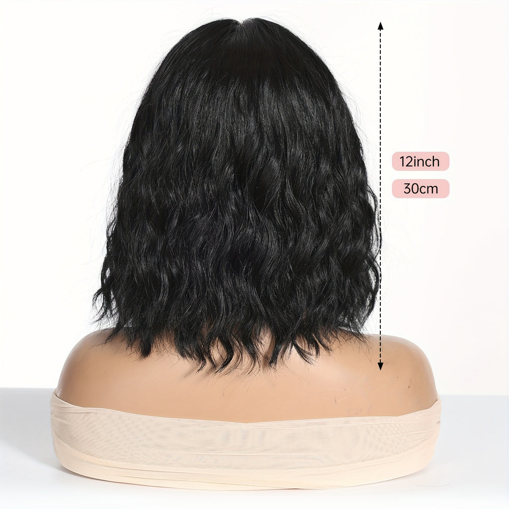 Women's Short Black Curly Wig with Volume - -Resistant Synthetic Hair Suitable for Parties, Cosplay & Daily Wear - Short Cut, Look, -Stylable Fiber (No Lace Front)