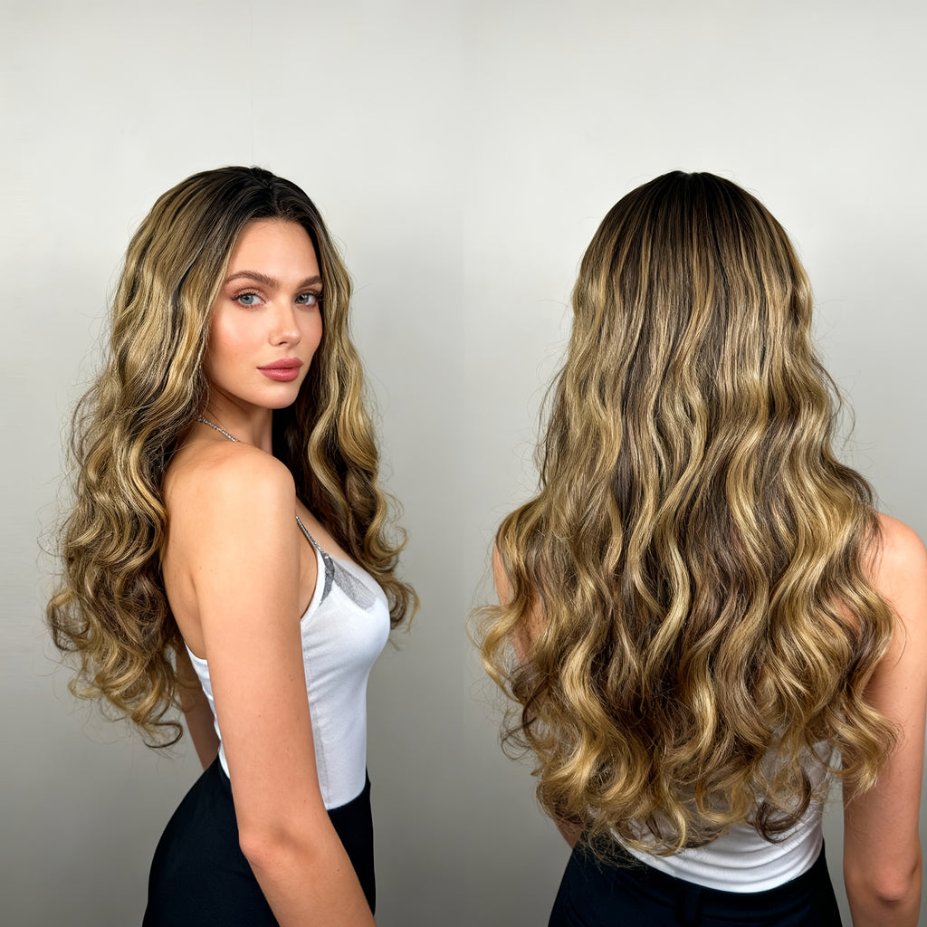 Brown Wig for Women, Large Wavy Hairstyle, Curly Wig, Rose Net, -Resistant Wig, Synthetic Hairpiece, Trendy European And American Style, 26-Inch -Resistant Medium-Length Wig, Fashionable Wig Cap, Glue-Free, Women'S Wig, Carnival, Y2K, K-Pop, Bonnet