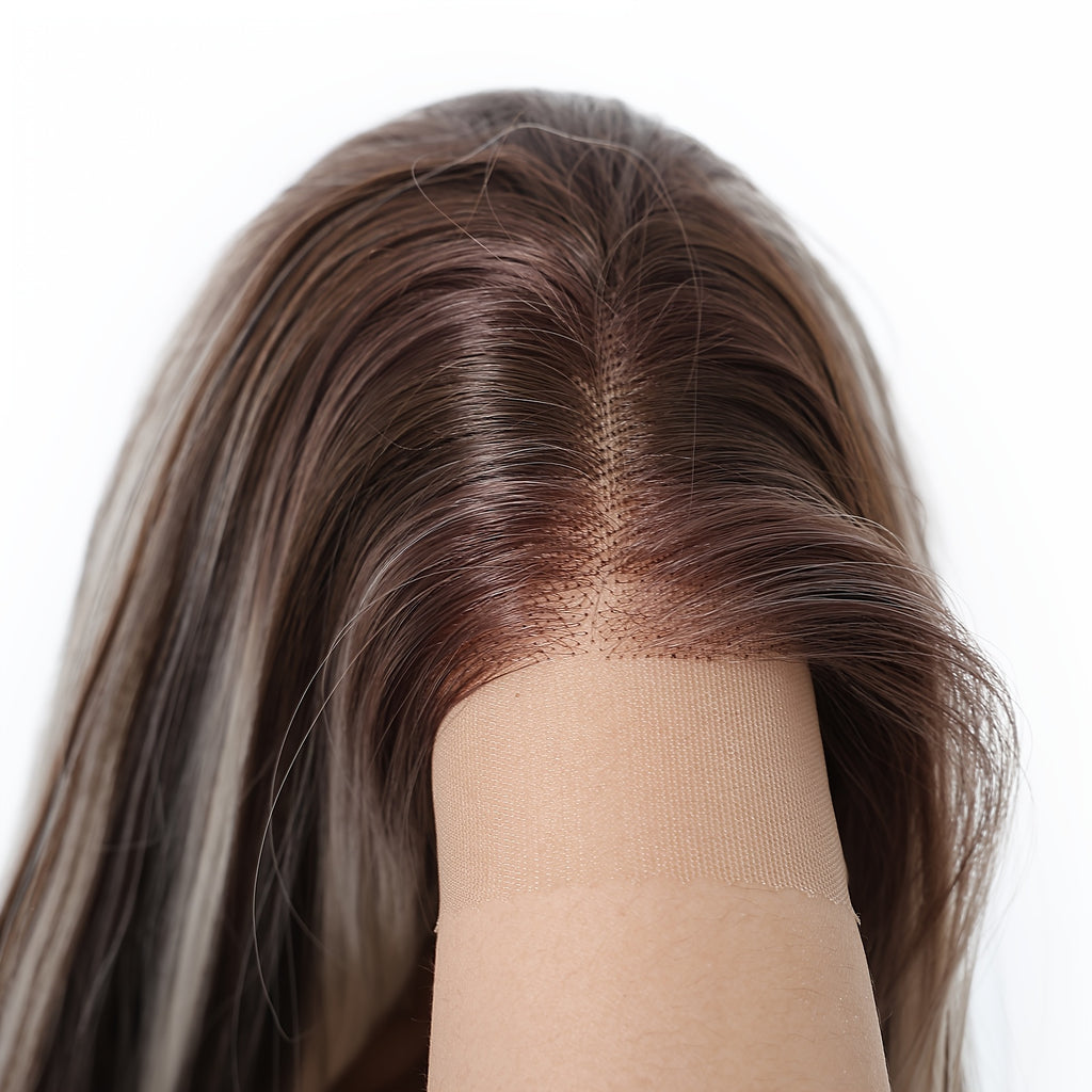 13x4 HD Lace Front Wig 30-Inch Y Silvery-Gray Highlighted Super Long Straight Hair Wig Density Heat-Resistant Comfortable & Versatile Daily Commute\u002F Fashion Events\u002F Cosplay Style