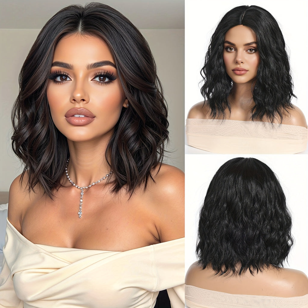 Women's Short Black Curly Wig with Volume - -Resistant Synthetic Hair Suitable for Parties, Cosplay & Daily Wear - Short Cut, Look, -Stylable Fiber (No Lace Front)