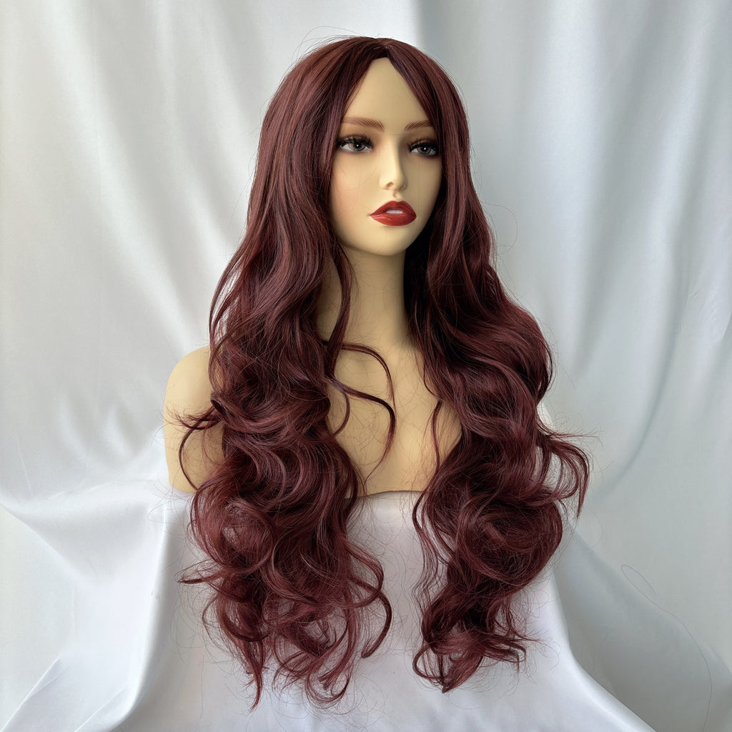 A 30-Inch Long Curly Wig Featuring Large Waves, Designed for a Fashionable Look, Made from Synthetic Fibers, Providing Full Head Coverage