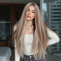 13X6 HD Lace Front Wig, 26 Inches of Smooth Ash Blonde Gradient Ultra-Long Straight Hair Wig, Density Memory, Comfortable And Non-Restrictive Lace Cap, Suitable for Daily Commuting, Fashion Events, And Versatile Styling