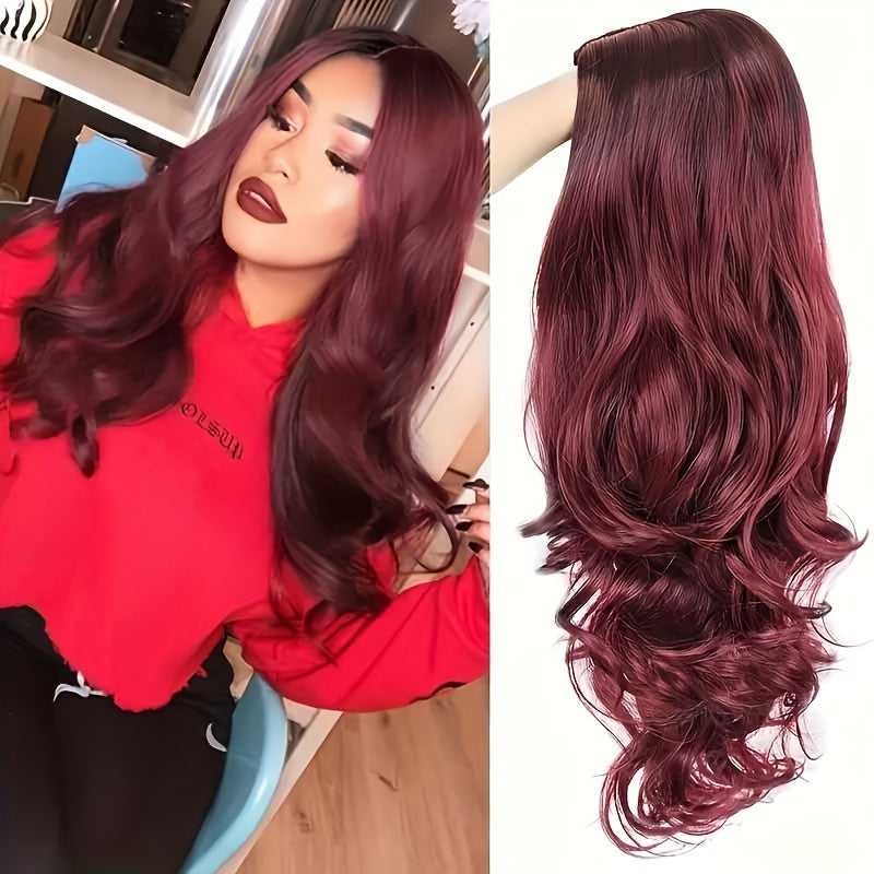 A 30-Inch Long Curly Wig Featuring Large Waves, Designed for a Fashionable Look, Made from Synthetic Fibers, Providing Full Head Coverage