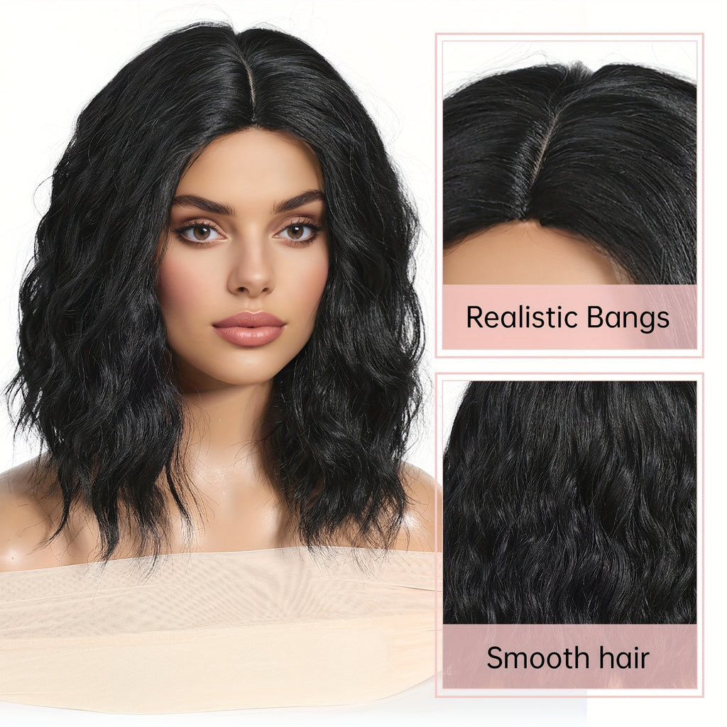 Women's Short Black Curly Wig with Volume - -Resistant Synthetic Hair Suitable for Parties, Cosplay & Daily Wear - Short Cut, Look, -Stylable Fiber (No Lace Front)