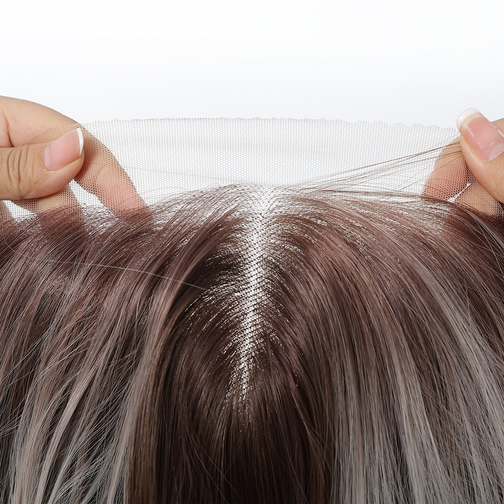 13x4 HD Lace Front Wig 30-Inch Y Silvery-Gray Highlighted Super Long Straight Hair Wig Density Heat-Resistant Comfortable & Versatile Daily Commute\u002F Fashion Events\u002F Cosplay Style