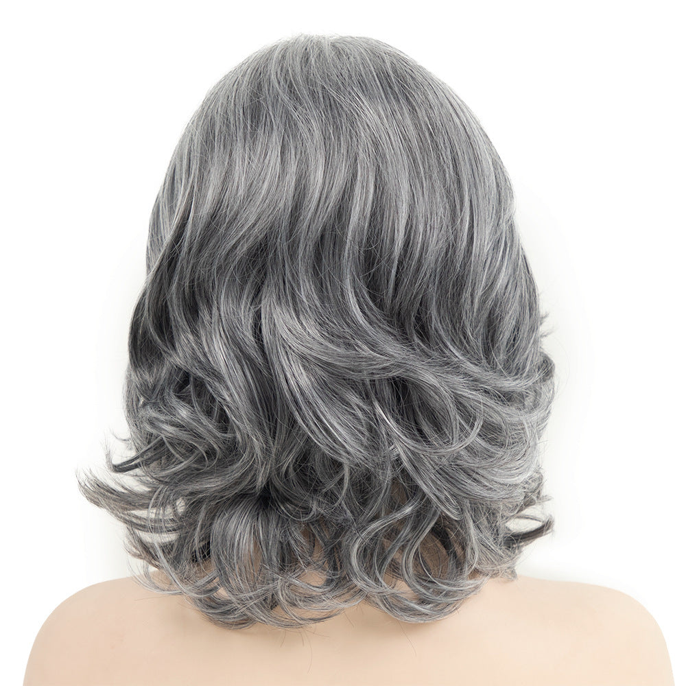 Border New European and American Foreign Trade New Gray-White Small Curly Short Curly Hair Synthetic Wig