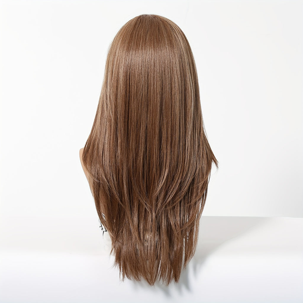 22-Inch Brown Straight Synthetic Lace Front Wig with 13X6 HD Transparent Lace, Designed for Daily Use, Christmas, Music Festivals, And Parties, Offering a Appearance And Comfortable Fit