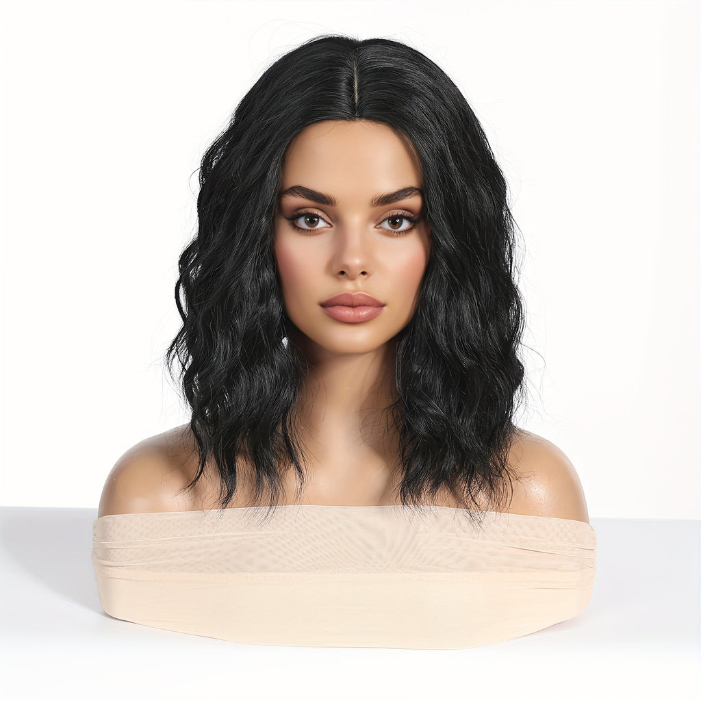 Women's Short Black Curly Wig with Volume - -Resistant Synthetic Hair Suitable for Parties, Cosplay & Daily Wear - Short Cut, Look, -Stylable Fiber (No Lace Front)